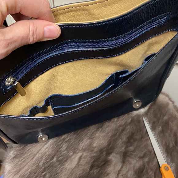 Italian Made Navy Blue Crossbody Bag - Picture 7 of 8